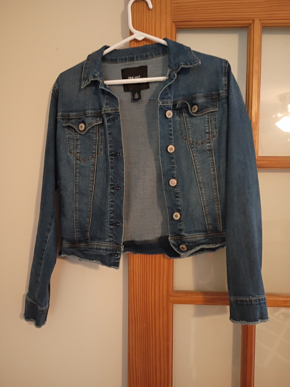 Nine West Classic Blue Denim Jacket with Raw Hem